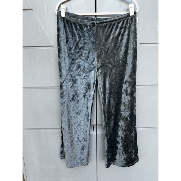 XCVI Printed Gray Velvet Cropped Pants Wide Leg Drawstring Sz M Lagenlook Boho - Picture 1 of 7